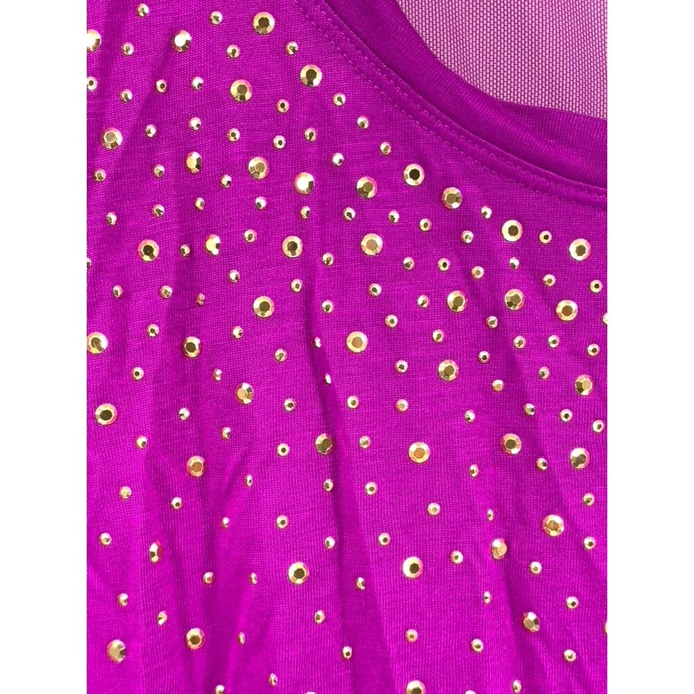 JENNIFER LOPEZ Women's Plus Hot Magenta Embellished Mesh Tank Top SZ 2X - Picture 8 of 12